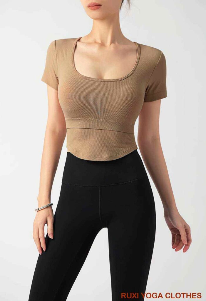 褶饰瑜伽裤工厂厂家直销来样加工定制RUXI